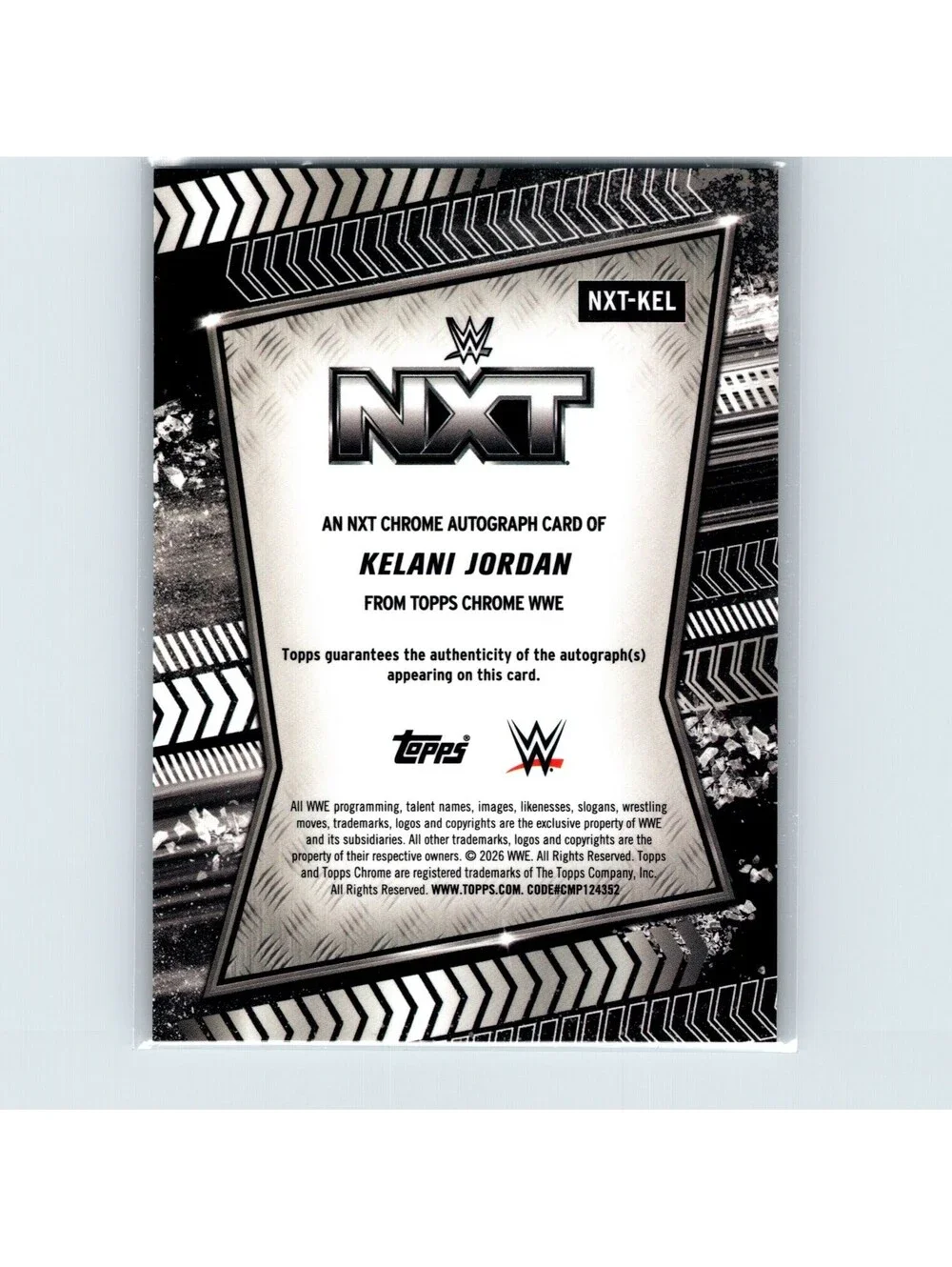 2026 Topps Chrome WWE Kelani Jordan #NXT-KEL NXT Autographs
